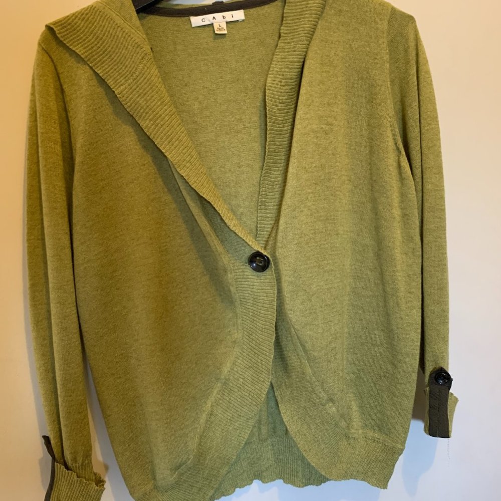 CAbi Light-weight Hooded Sweater - w/black accents (size L but fits like a Med)